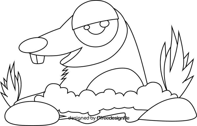 Cute Mole black and white clipart