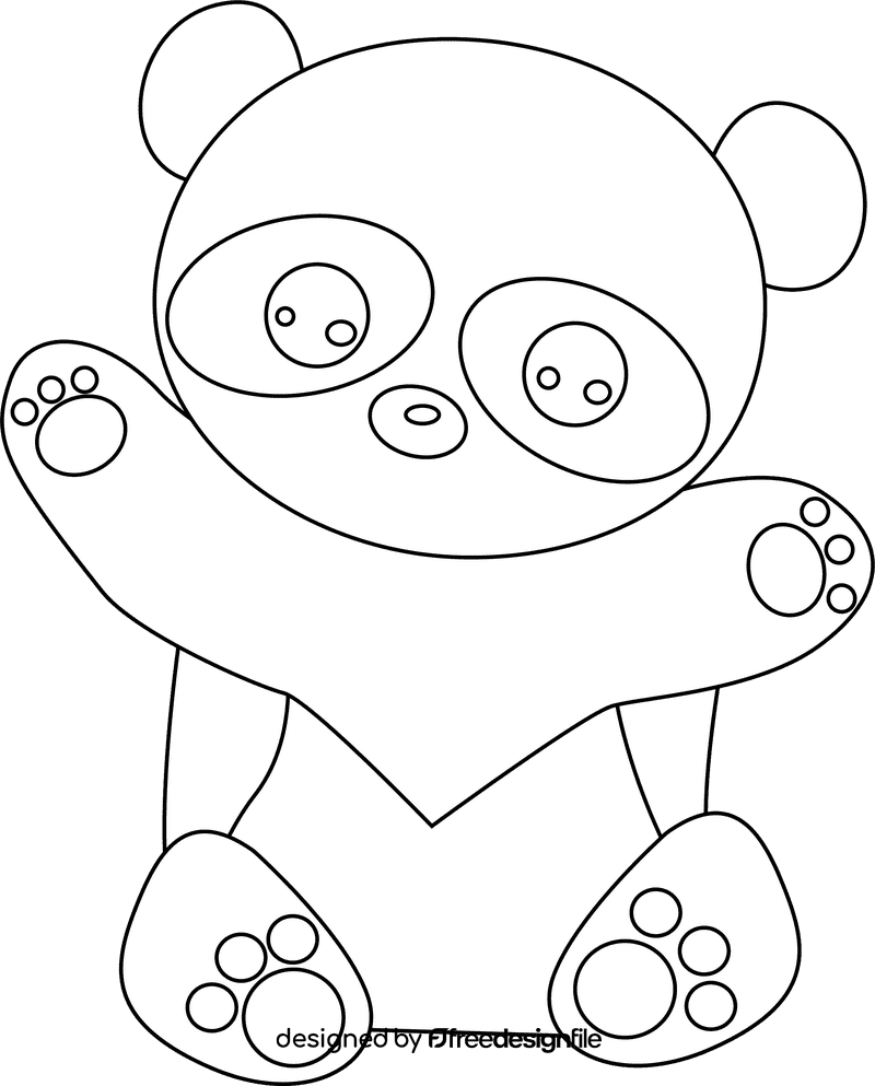 Cute Panda black and white clipart