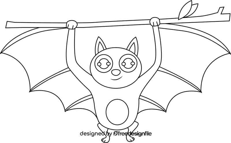 Cute Bat black and white clipart