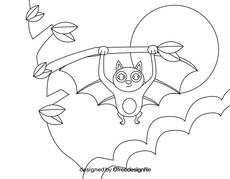 Cute Bat black and white vector