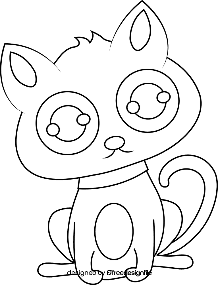 Cute Cat black and white clipart