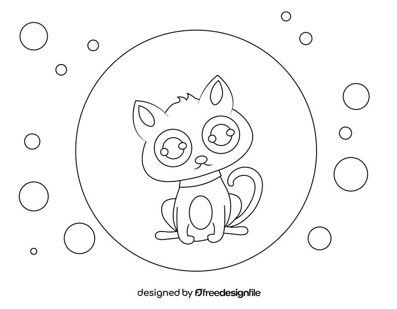 Cute Cat black and white vector