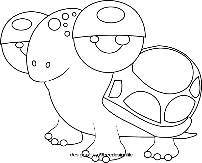 Cute Turtle black and white clipart