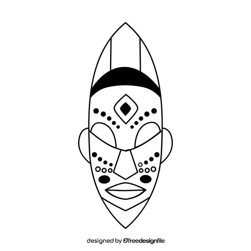 Wooden ethnic tribal mask black and white clipart