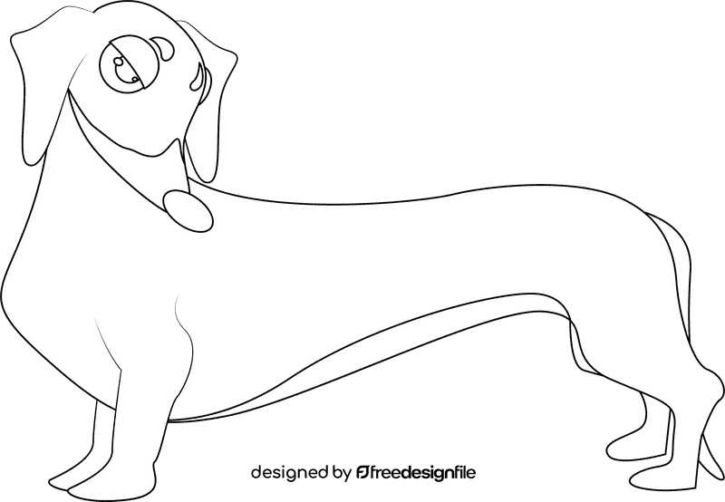 Dachshund black and white clipart