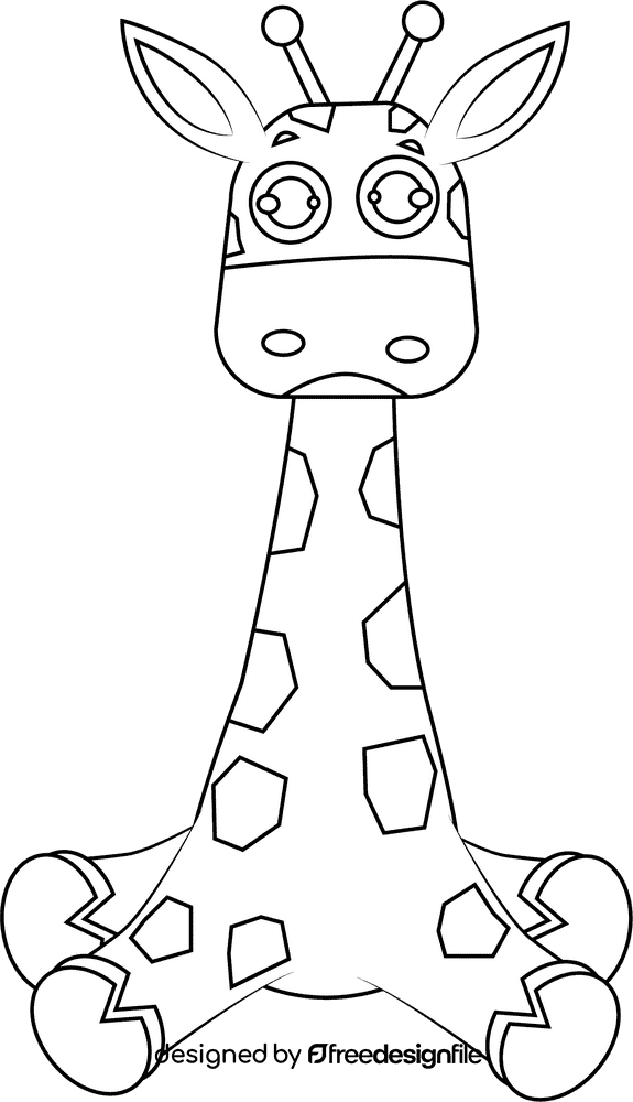 Giraffe black and white clipart