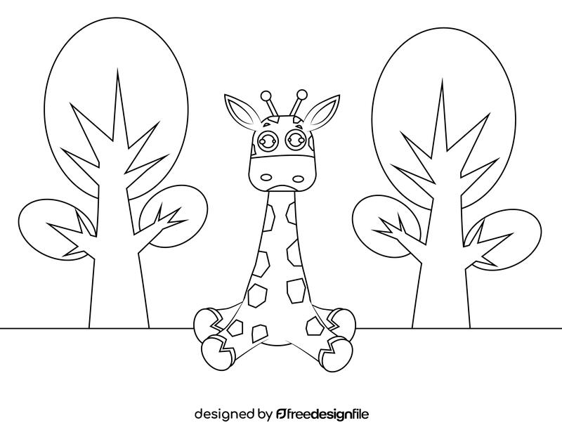 Giraffe black and white vector