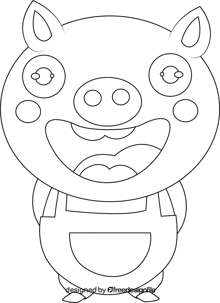 Cute Pig black and white clipart