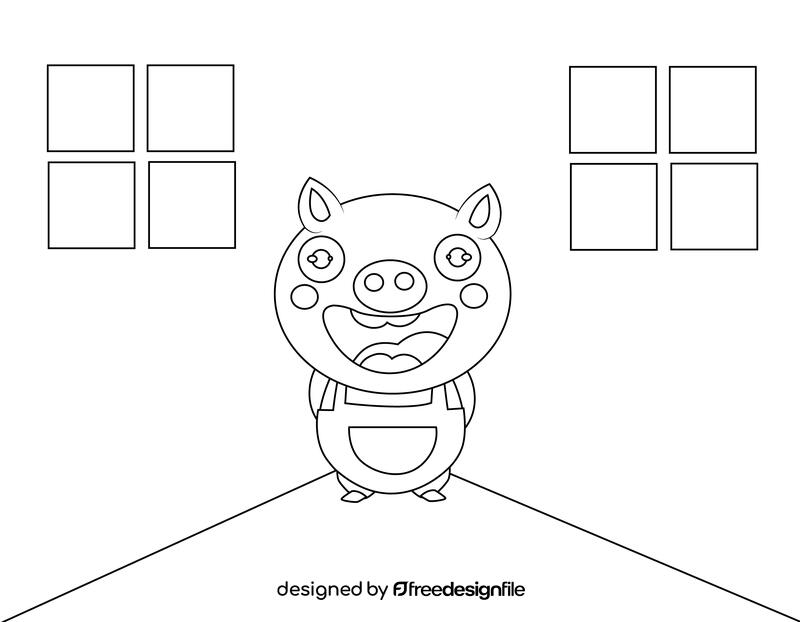 Cute Pig black and white vector