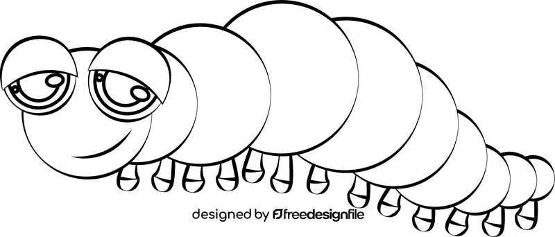 Cute CaterPillar black and white clipart