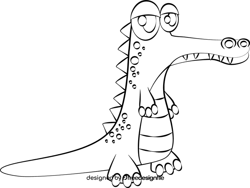 Funny Crocodile black and white clipart