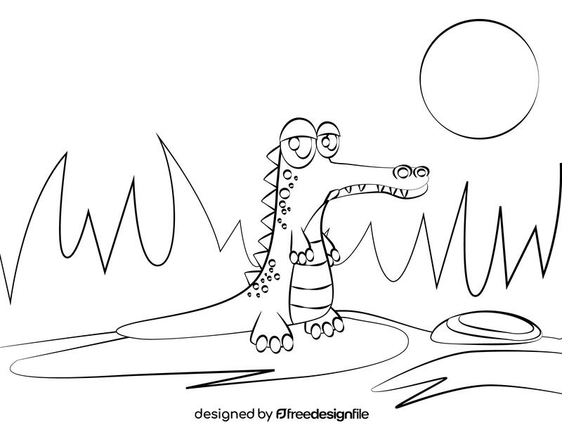 Funny Crocodile black and white vector