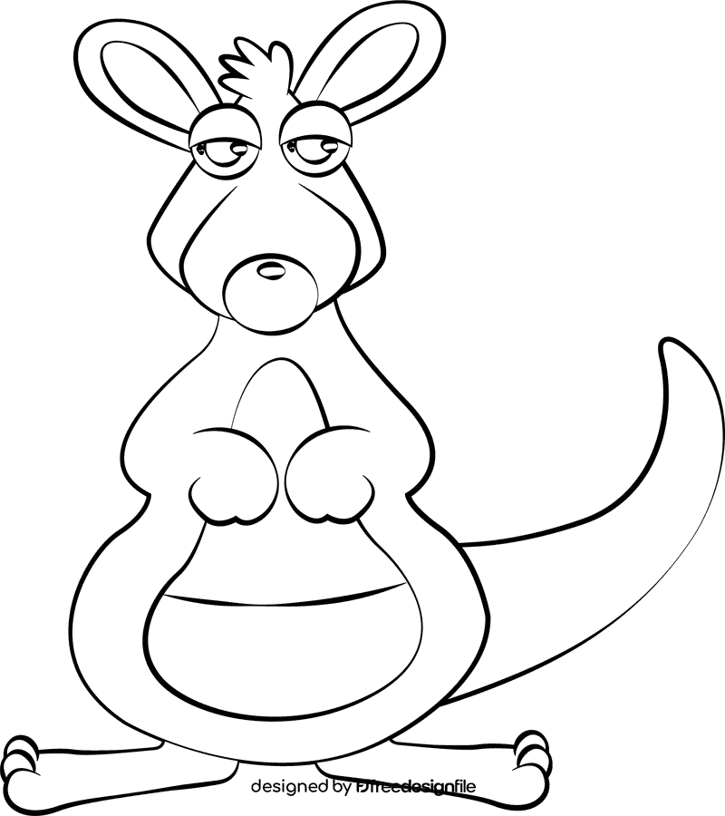 Cute Kangaroo black and white clipart