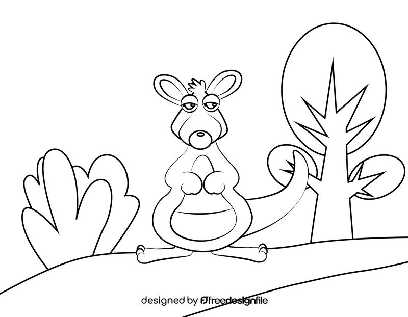 Cute Kangaroo black and white vector