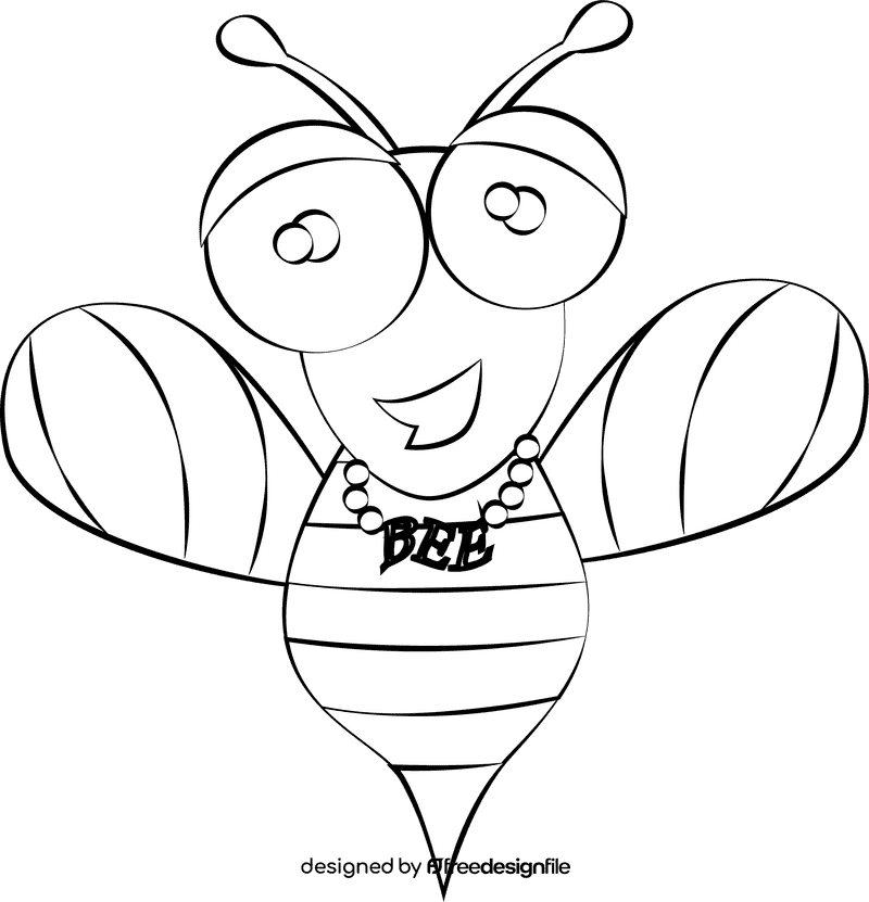 Funny Bee black and white clipart