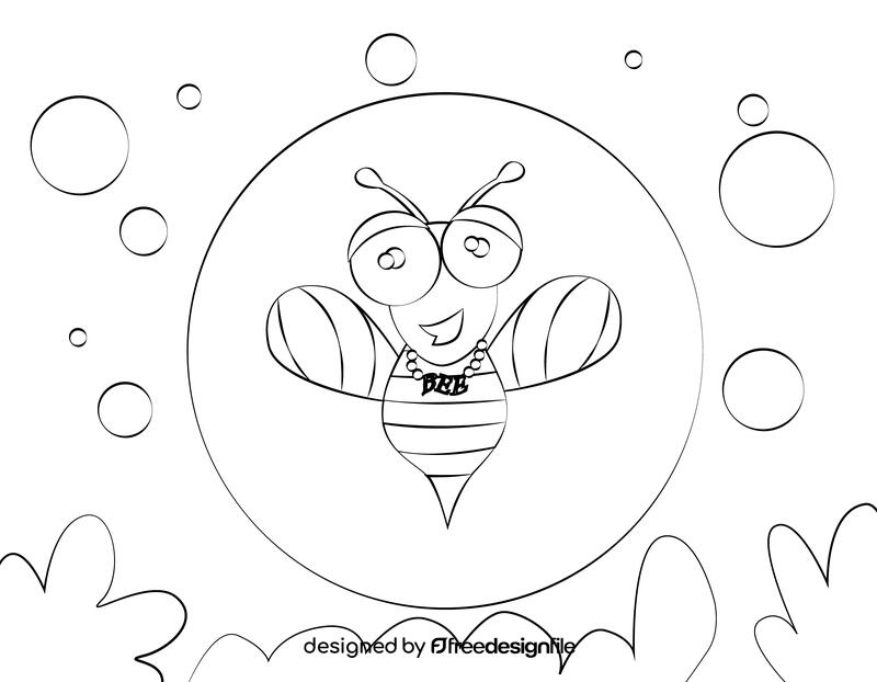 Funny Bee black and white vector