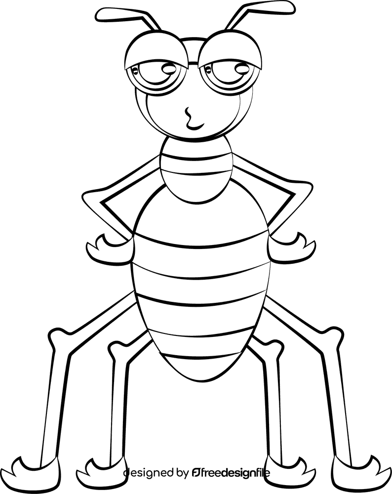 Cute Ant black and white clipart