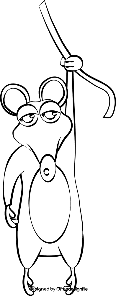 Cute Rat black and white clipart