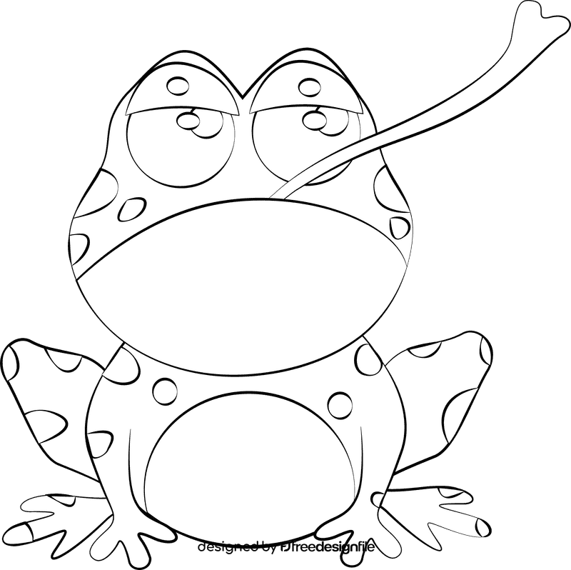 Cute Frog black and white clipart