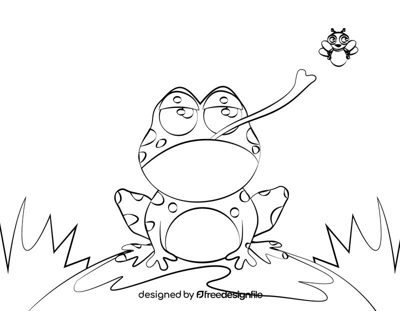 Cute Frog black and white vector