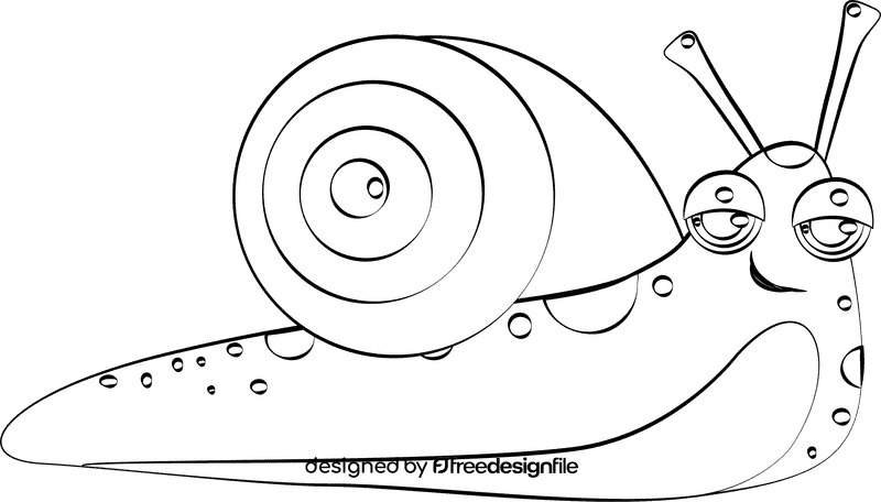 Cute Snail black and white clipart