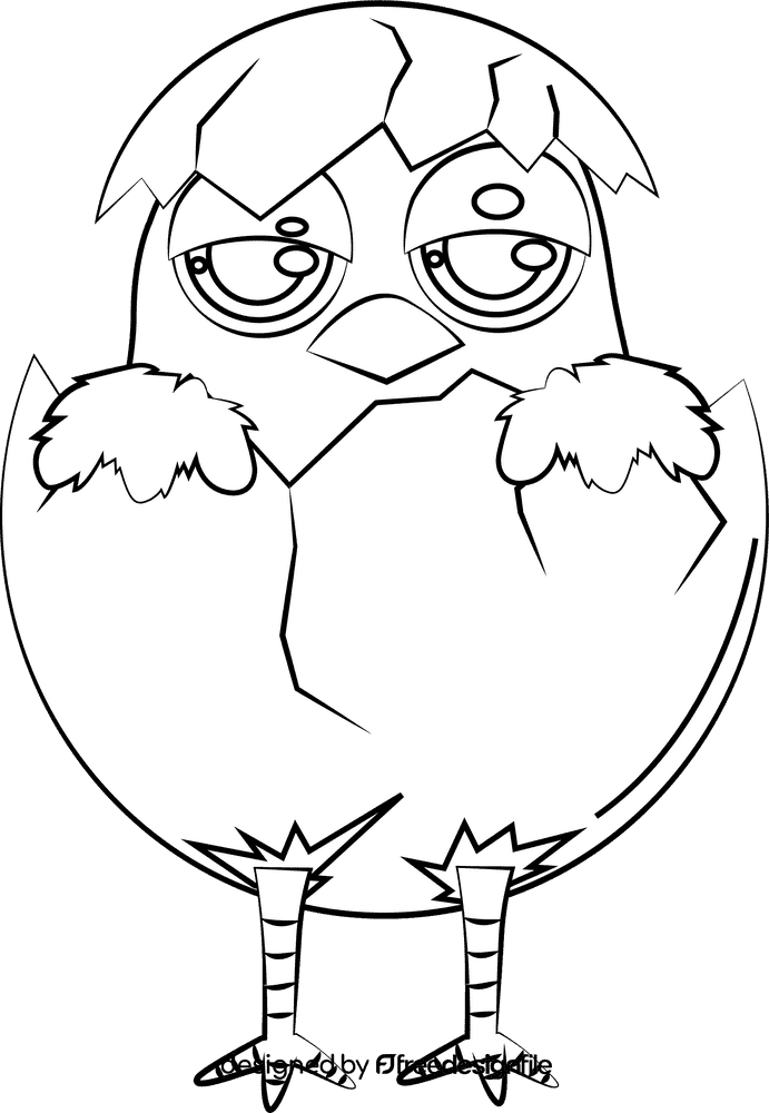 Cute Chick black and white clipart