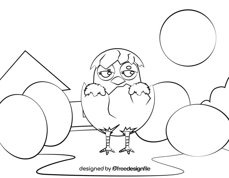 Cute Chick black and white vector