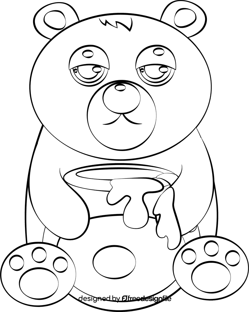 Cute Bear black and white clipart