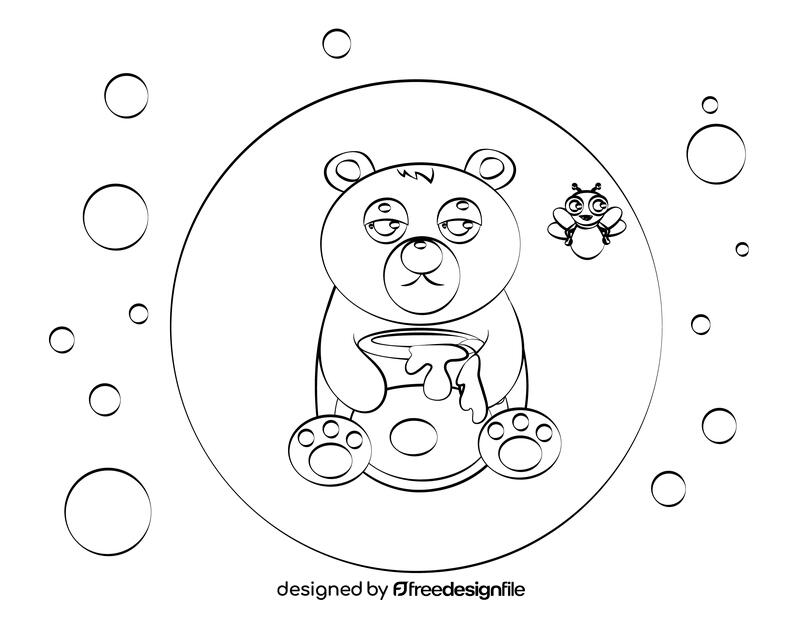 Cute Bear black and white vector