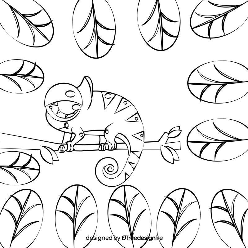 Cute Chameleon black and white vector