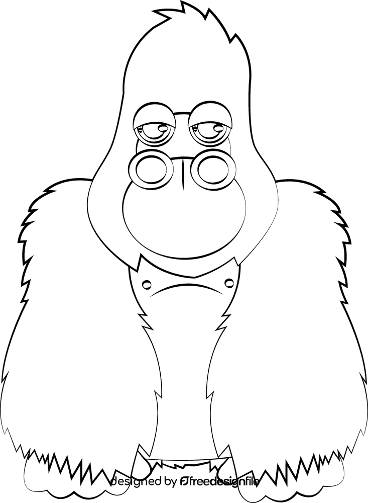 Cute Gorilla black and white clipart