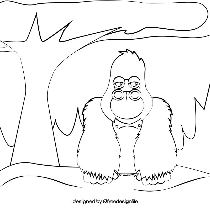 Cute Gorilla black and white vector