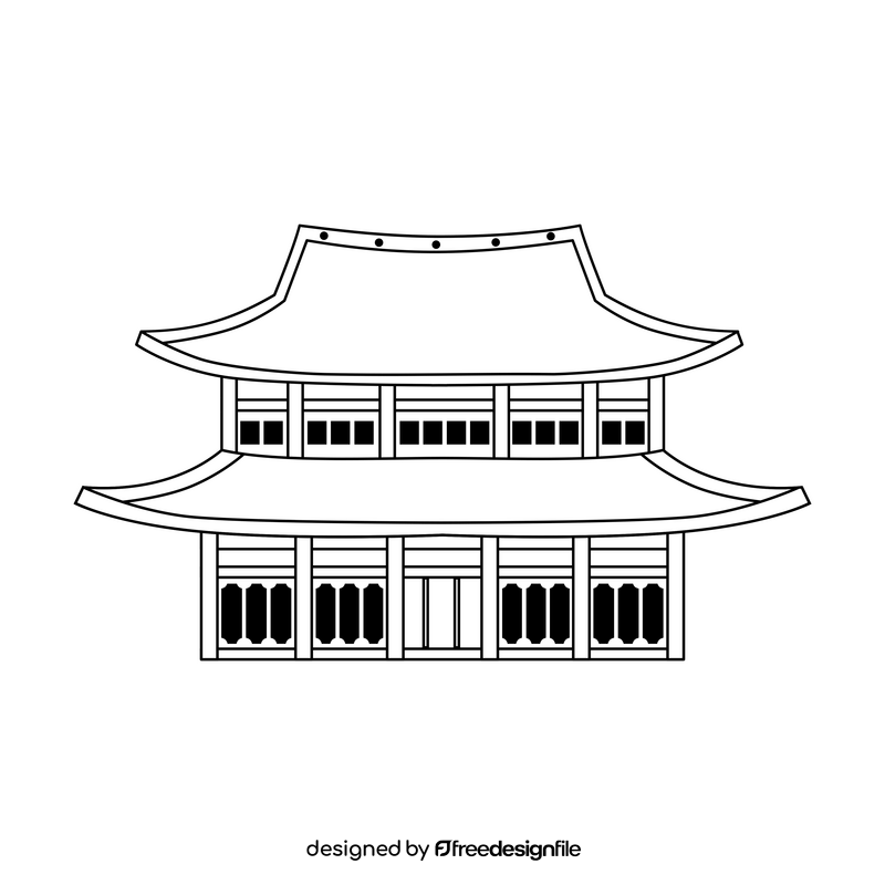 Changdeokgung palace black and white clipart