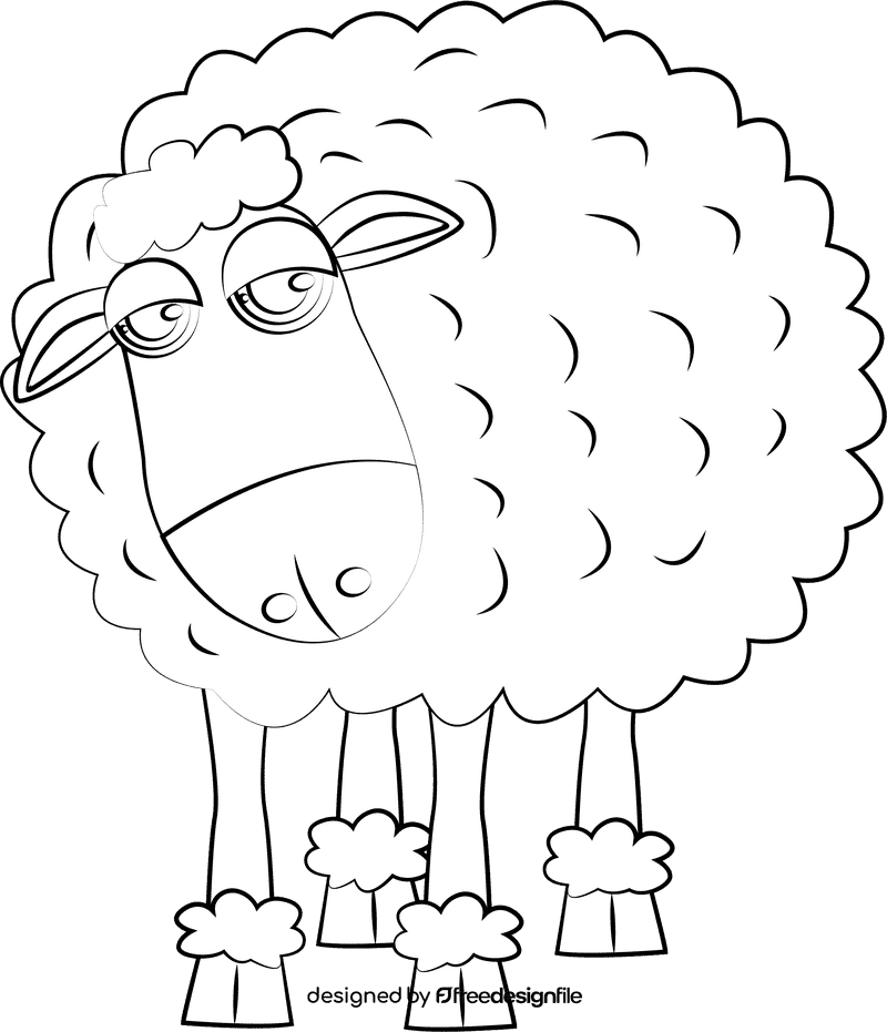 Funny Sheep black and white clipart