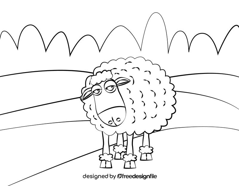 Funny Sheep black and white vector