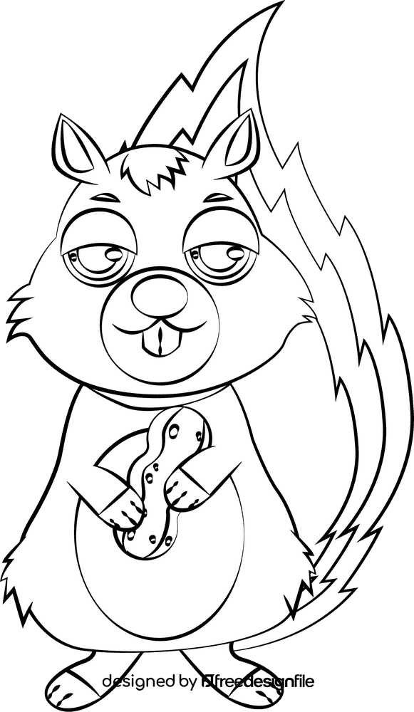 Cute Chipmunk black and white clipart