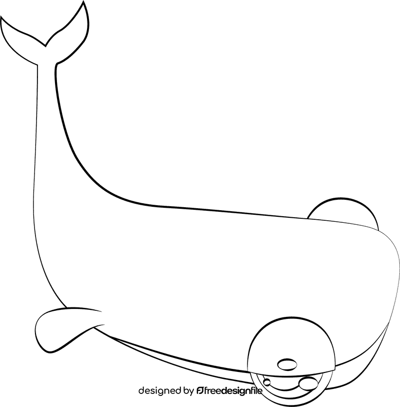 Cute Whale black and white clipart