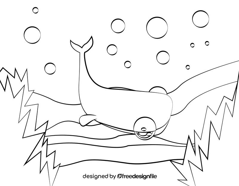 Cute Whale black and white vector