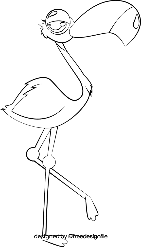 Cute Flamingo black and white clipart