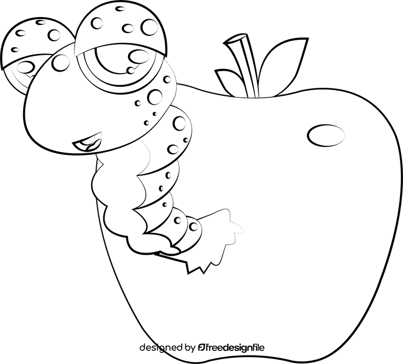 Cute Worm black and white clipart