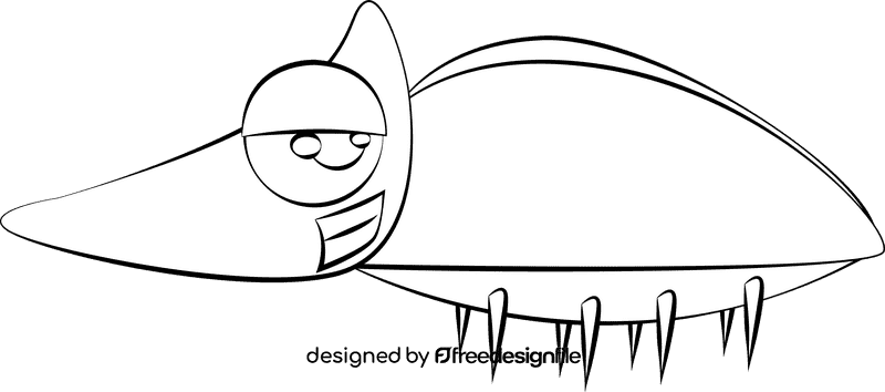 Cute Beetle black and white clipart