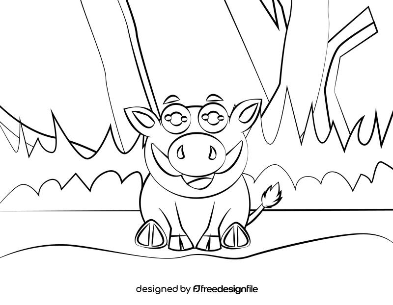 Cute Boar black and white vector