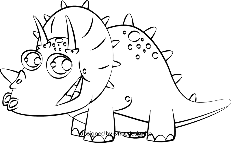 Cute Dinosaur black and white clipart