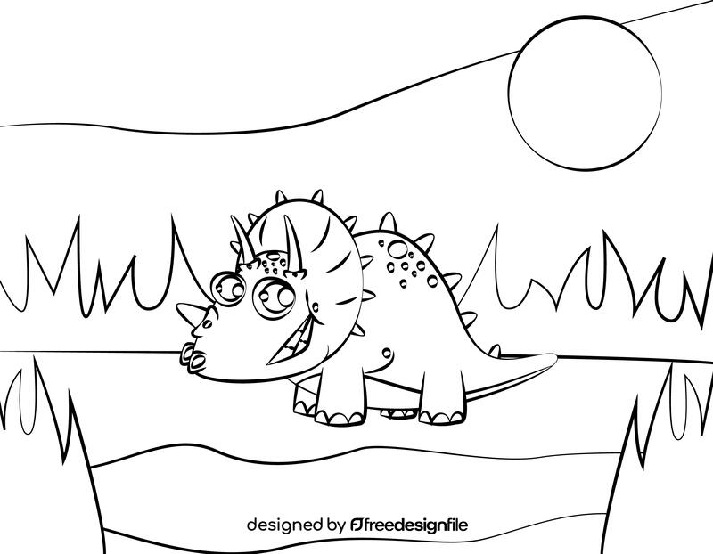 Cute Dinosaur black and white vector