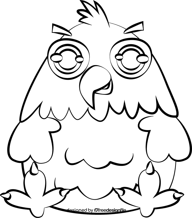 Cute Eagle black and white clipart