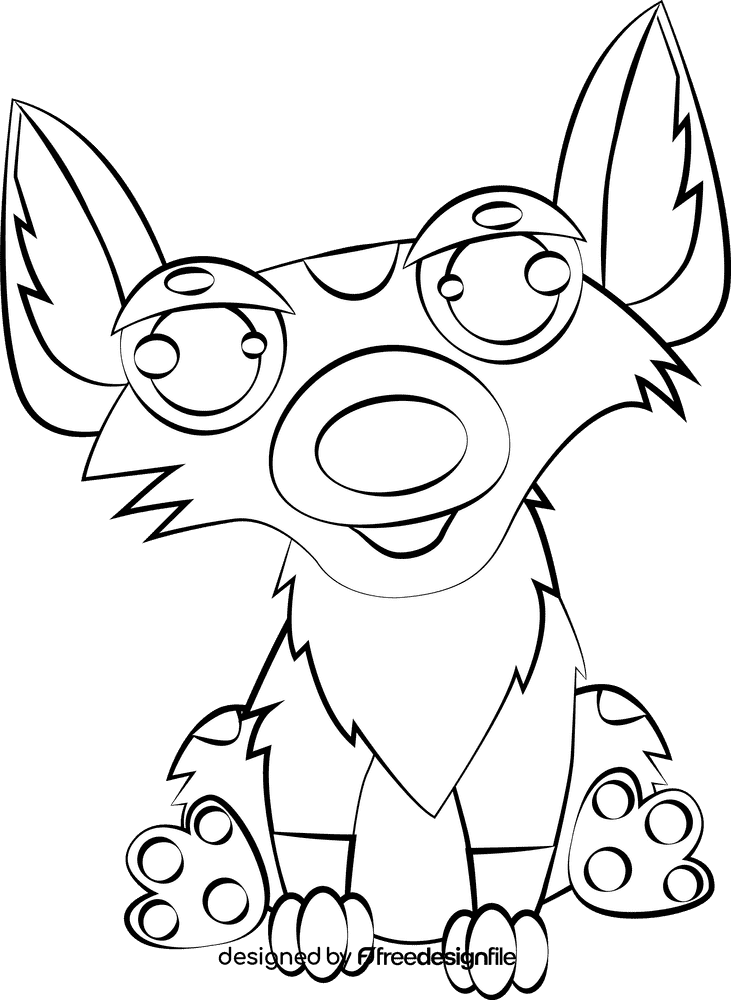 Cute Hyena black and white clipart