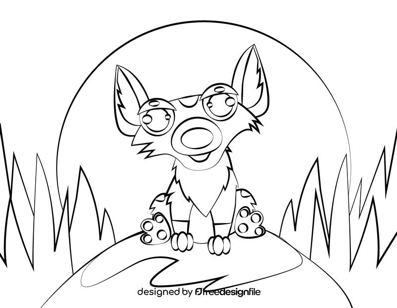 Cute Hyena black and white vector