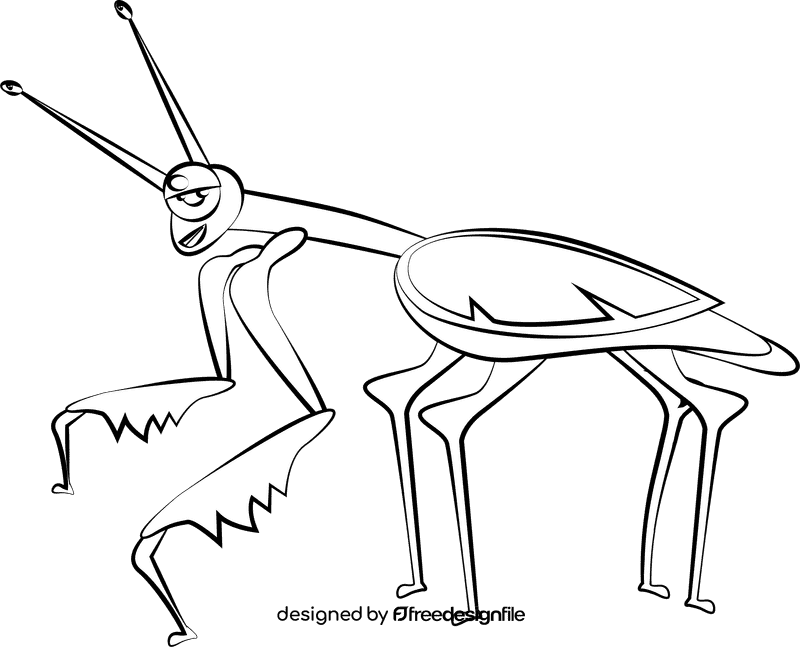 Cute Mantis black and white clipart