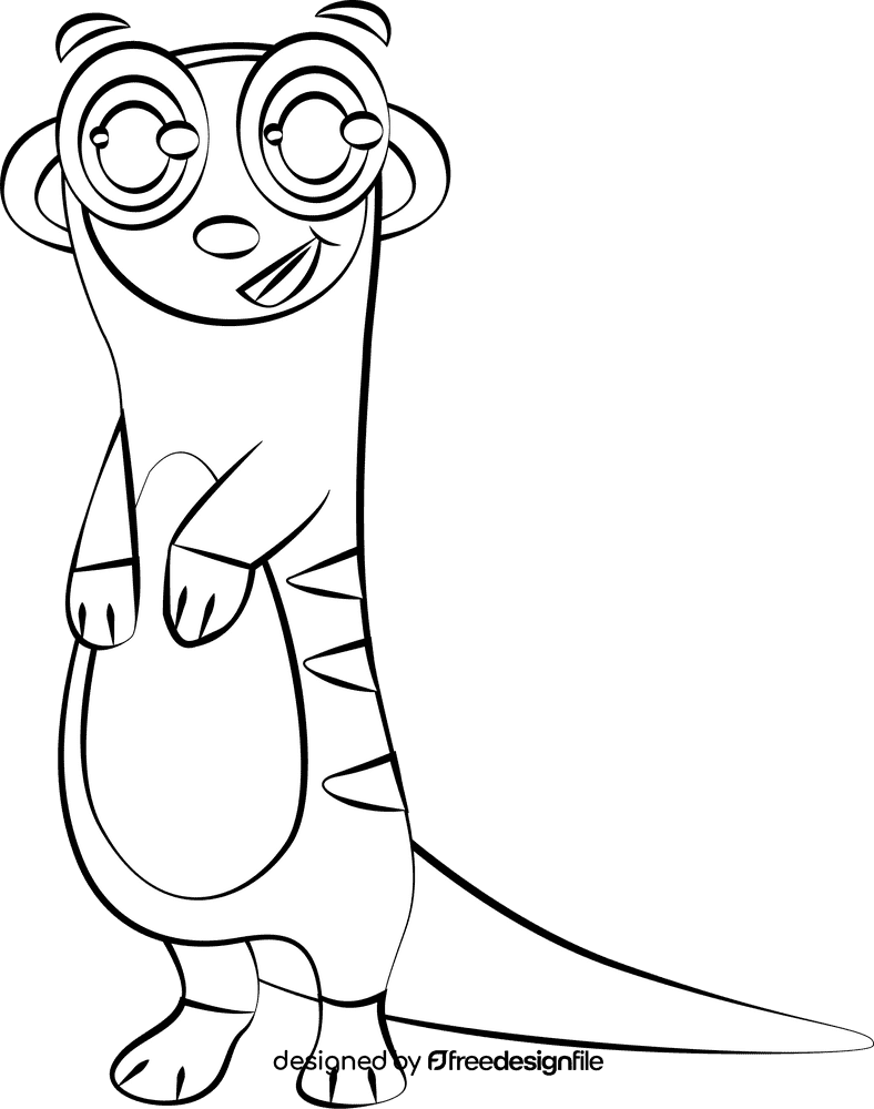 Cute Meerkat black and white clipart