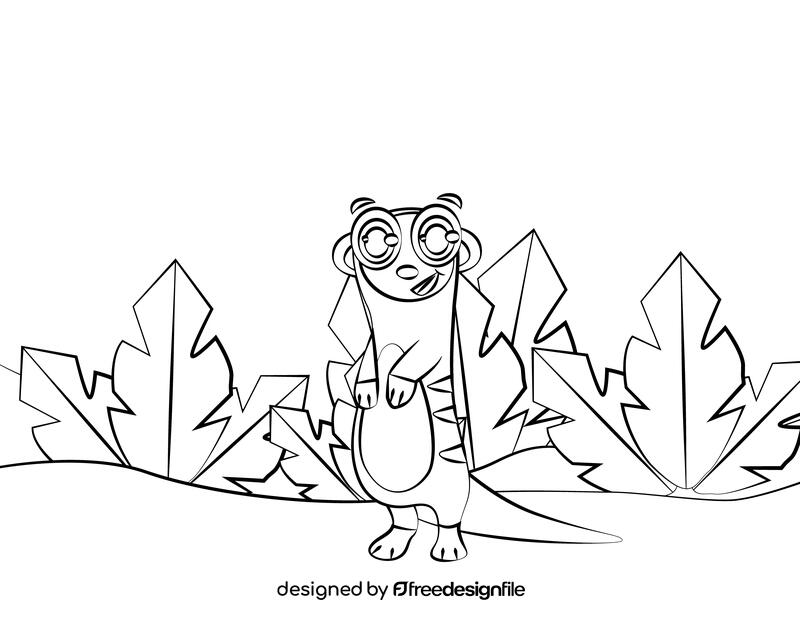 Cute Meerkat black and white vector